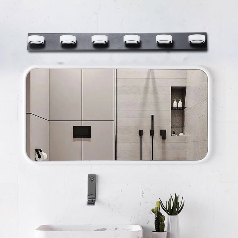 6- Dimmable Vanity Lights - Black, Modern Design For Bath Wall, Rotatable, Energy Saving, Easy Install Black Bathroom Led 6 Lights, Dimmable, Comfortable Source, Saving