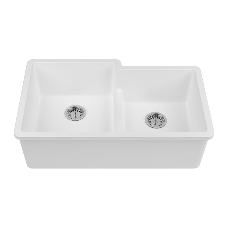 Évier de cuisine à double cuve avec crépine Yorkshire L 33 po x l 19,7 po