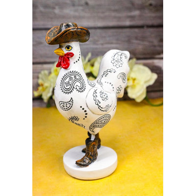 Figurine de coq de cowboy blanc