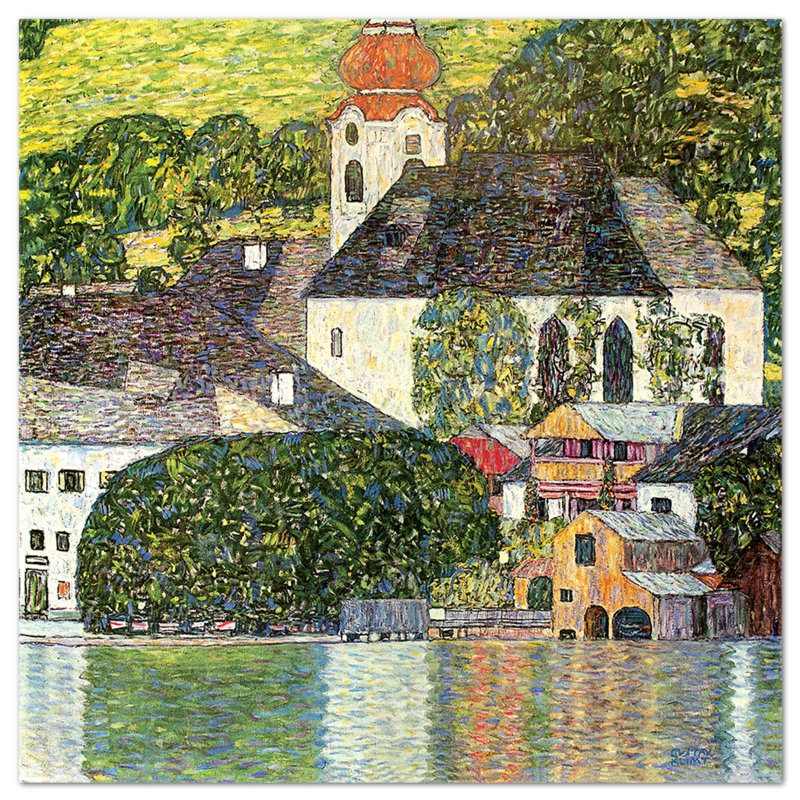 Unterach Church by Gustav Klimt - No Frame Painting on Plastic / Acrylic, 65cm H x 65cm W