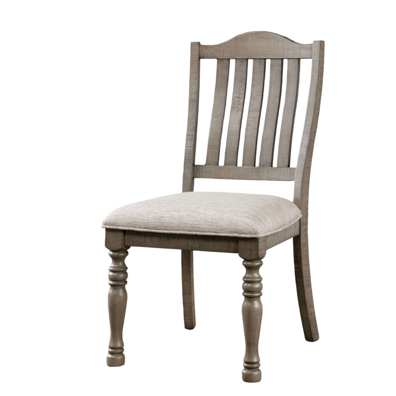 2 pièces, chaises de salle à manger transitionnelles, finition gris antique, bois massif avec revêtement en tissu et pieds tournés, chaises de salle à manger modernes, 2 pièces