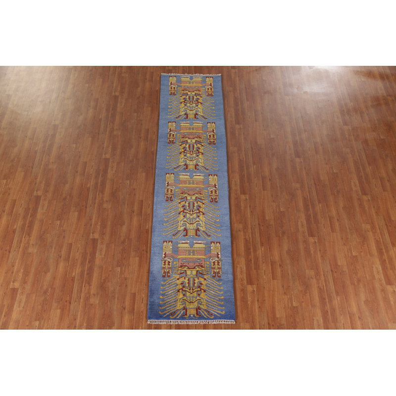 Tapis de couloir oriental bleu clair clair 3 x 10