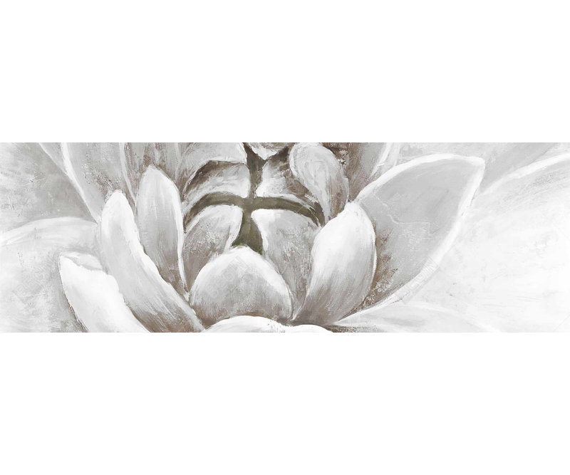 Art floral délicat sur toile - Chrysanthème blanc délicat, H 61,25 po x l 21,25 po, Blanc / Gris / Beige