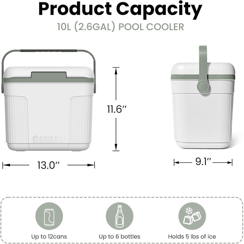 Pool Cooler For Above Ground Pools, Insulated Poolside Cooler With Handle
