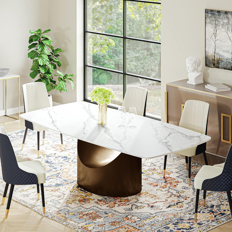 Table de salle à manger , L 78,74 po x l 39,37 po, Blanc mat