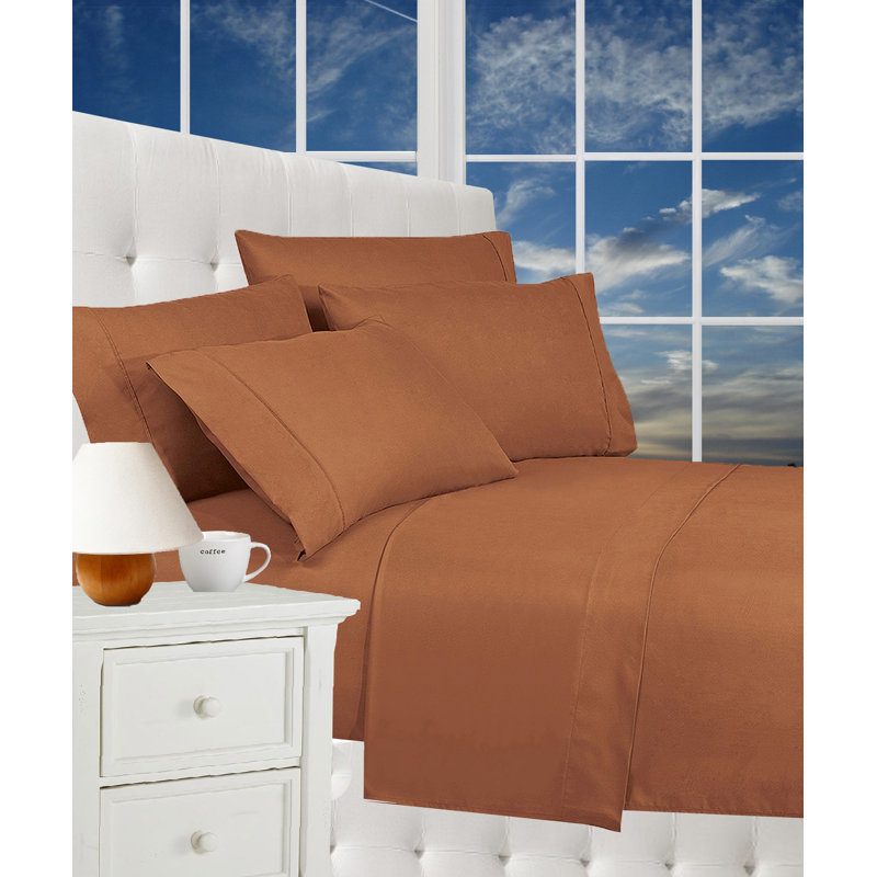 Microfiber Percale Sheet Set with Deep Pocket Fitted Sheet, Bronze, Twin XL Sheet Set + 1 Fitted Sheet + 1 Pillowcase