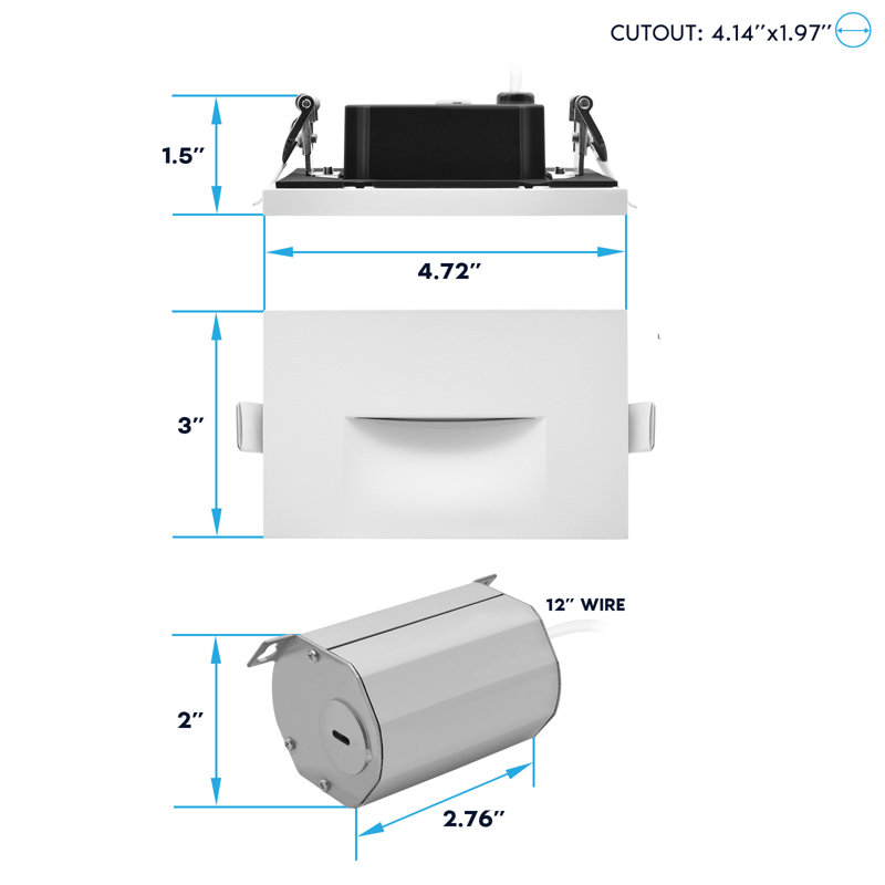 Éclairage de marches à pince à DEL Luxrit, 5CCT, 3W, 150 lumens, diffusion à 90 °, intensité variable, 120V, étanche IP65, étanche et ETL, paquet de 6