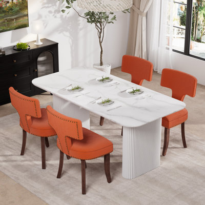 Rectangular Wooden Dining Set with Upholstery Dining Chair