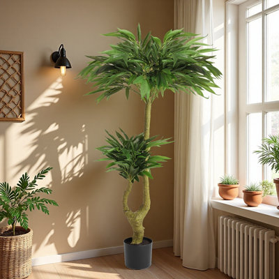 Saule artificiel réaliste 63 "avec racines sans soudure - Plante artificielle nécessitant peu d'entretien pour l'intérieur et l'extérieur (1 pièce)