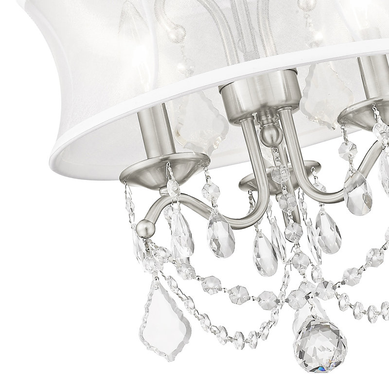 Luminaire suspendu tambour Evannah, Nickel brossé, H 14,5 po x P 13 po