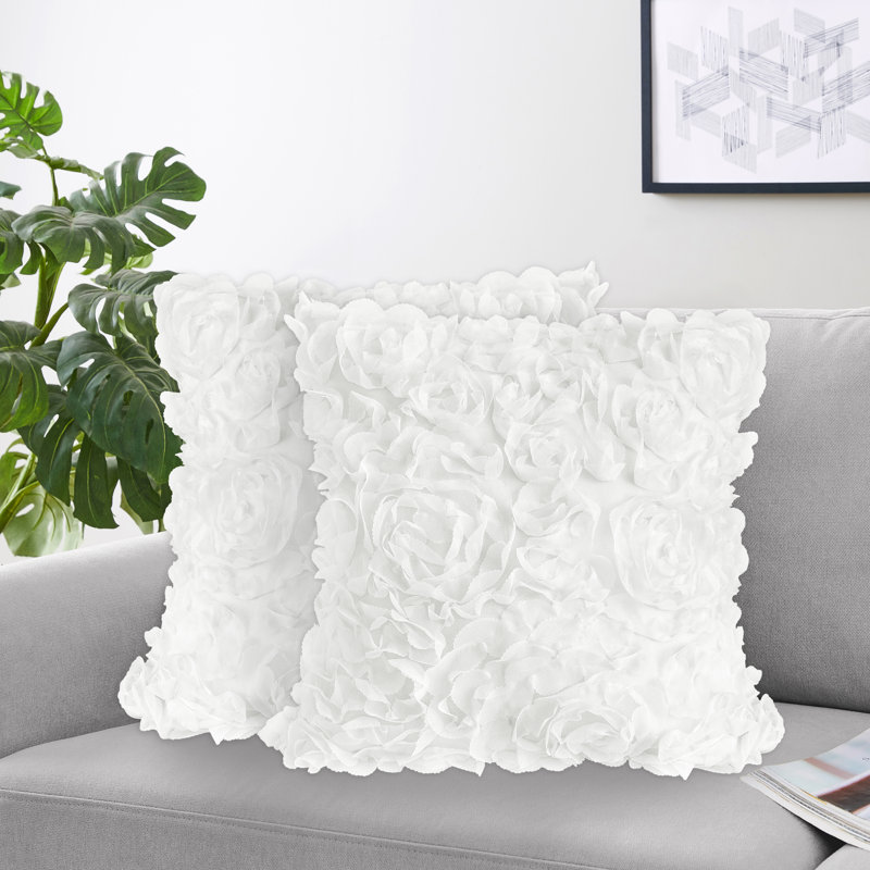 White Floral Lace Decorative Pillow Covers Set of 2