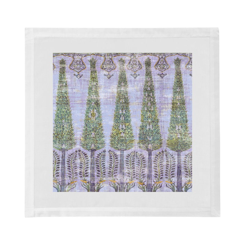 Topkapi Garden Cotton Sateen Dinner Napkins, Gold Purple