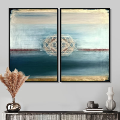 Sacred Geometry In Vintage Color Tones IX - Gray Modern Art Prints On Canvas