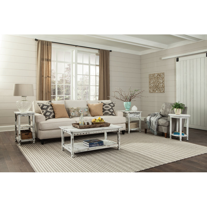 Arkadia Solid Wood End Table with Storage, White