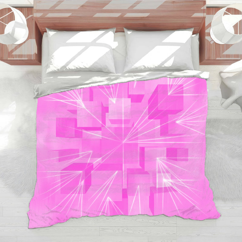 Geometric Cubes Illusion Comforter, Twin, Medium Green White