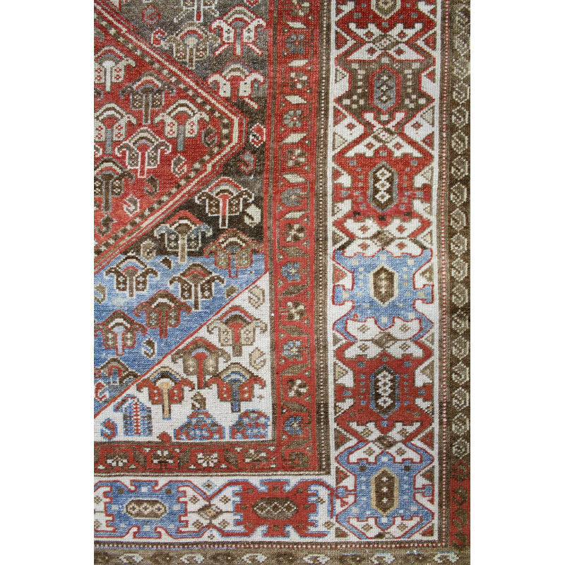 Tapis unique persimmon / bleu / gris foncé 4 pi 3 po x 7 pi 1 po Derband