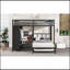 Grand lit superposé simple avec garde-robe intégré, lit superposé en métal avec lit gigogne, bureau pliable, échelles, conception à réduction de bruit, noir-1719468705
