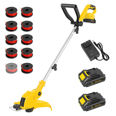 Cordless String Trimmer, 12" Electric Grass Trimmer, 10 String Strimmer Lines, Battery Powered Weed Wacker for Lawn and Yard Care