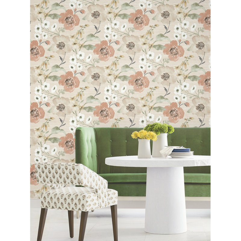 Papier peint floral Evelyn, Orange