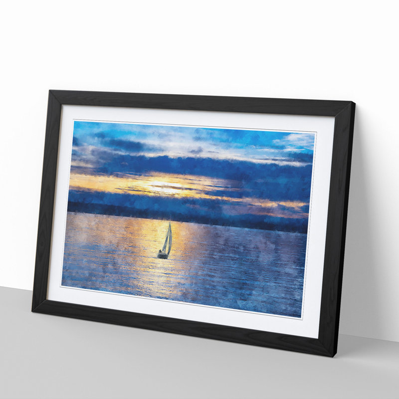 Sailing Boat Vol.1 - Picture Frame Graphic Art, 36cm H x 48cm W x 2cm D, Black Framed