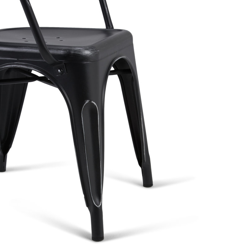 Larkin 7-Piece Black and Silver Wood Metal Dining Set