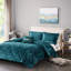 Literie pour lit simple avec édredon en velours - Diamant bleu sarcelle avec coussin décoratif Lavable à la machine, repassage à la vapeur pour un rembourrage luxueux et lavable-121168247-121168249