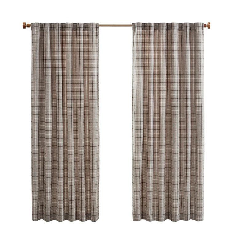 Paire de rideaux écossais avec passe-tringle et doublure en molleton 50 po x 95 po
