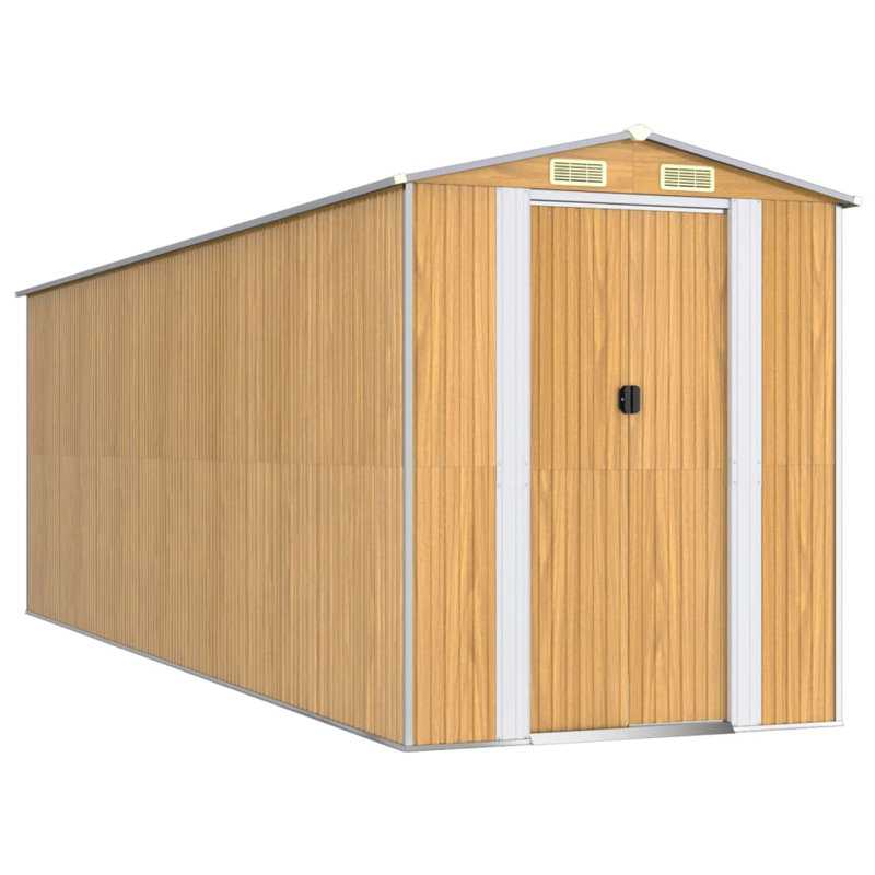 6.3 ft. W x 19.88 ft. D Steel Traditional Storage Shed, Light Brown, 75.6" W x 238.5" D x 87.6" H