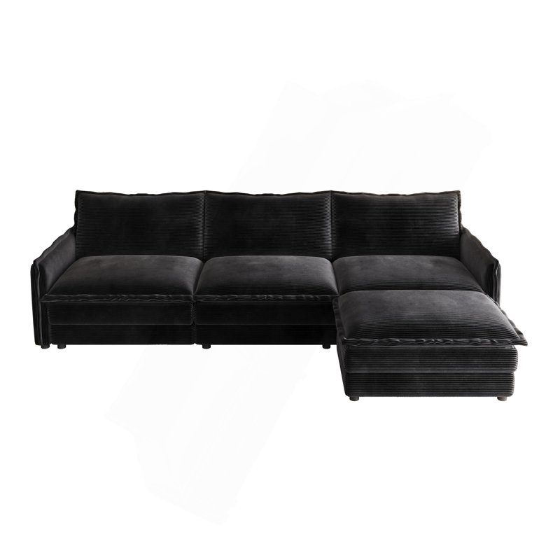 Canapé rembourré à assise profonde de grande taille, Noir