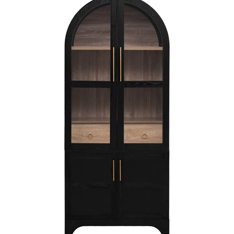 Garde-manger arqué de 71 po pour la cuisine, avec rangement interne à 4 portes, tablettes réglables, tiroir caché et fonction de fermeture en douceur, salle à manger avec rangement de 71 po de hauteur, avec portes et 2 portes en métal