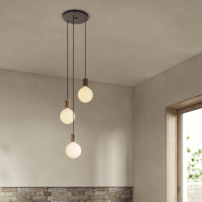 Walnut Triple Pendant, Matte Black