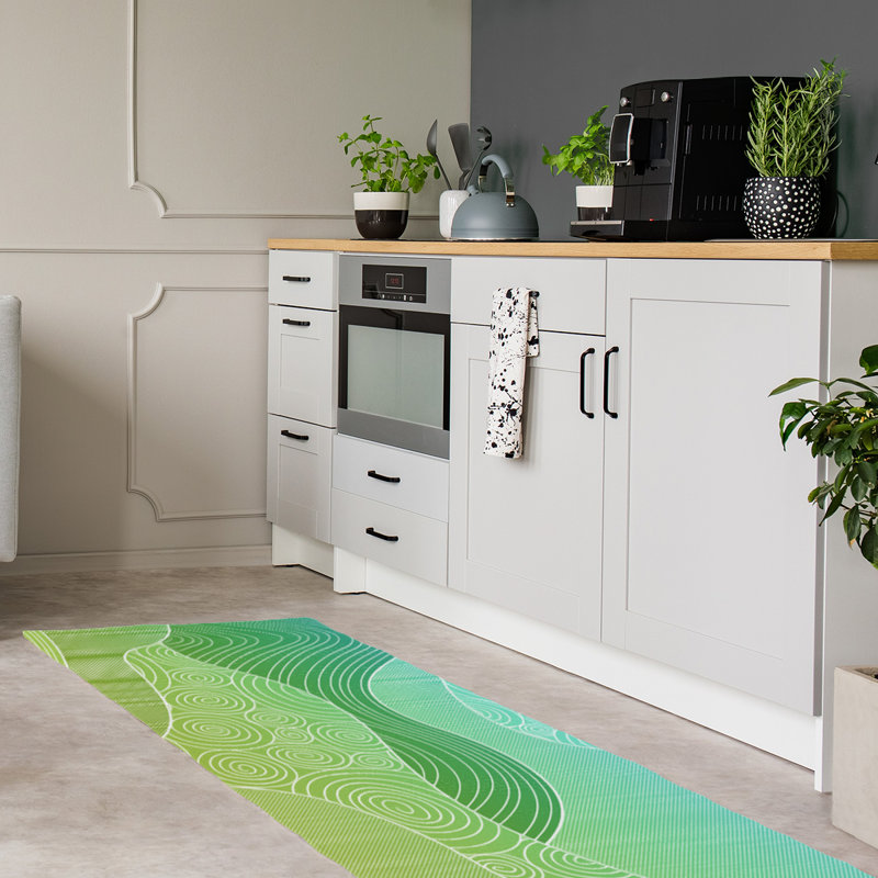 Tapis bleu/forêt verte à la main dégradé, Tapis de couloir 2 pi 6 po x 8 pi