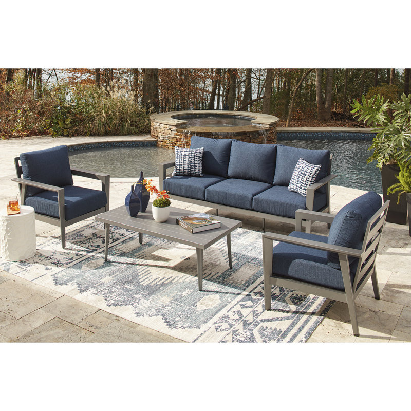 Cecelia Outdoor Sofa/Chairs/Table Set (Set Of 4)