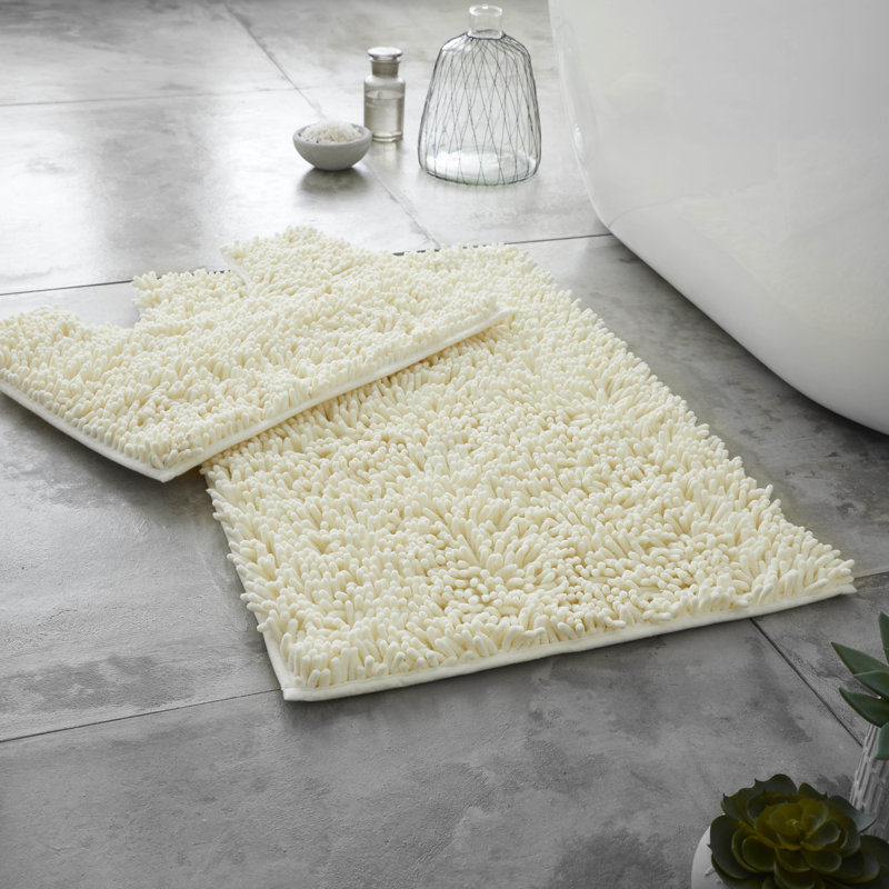 2 Piece Set Rectangle/U-shaped Bath Mat, Cream