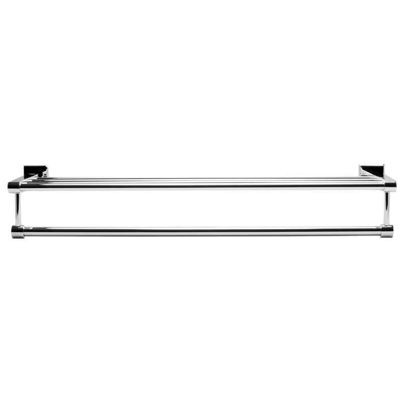 Polished Chrome 24" Wall Mounted Towel Rack and Shelf