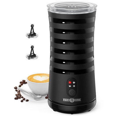 Mousseur à lait, mousseur à lait Paris avec support, mousseur à lait électrique 4 en 1 et contrôle de la température de la mousse chaude et froide à la vapeur, mousseur à arrêt automatique pour café au lait, cappuccino