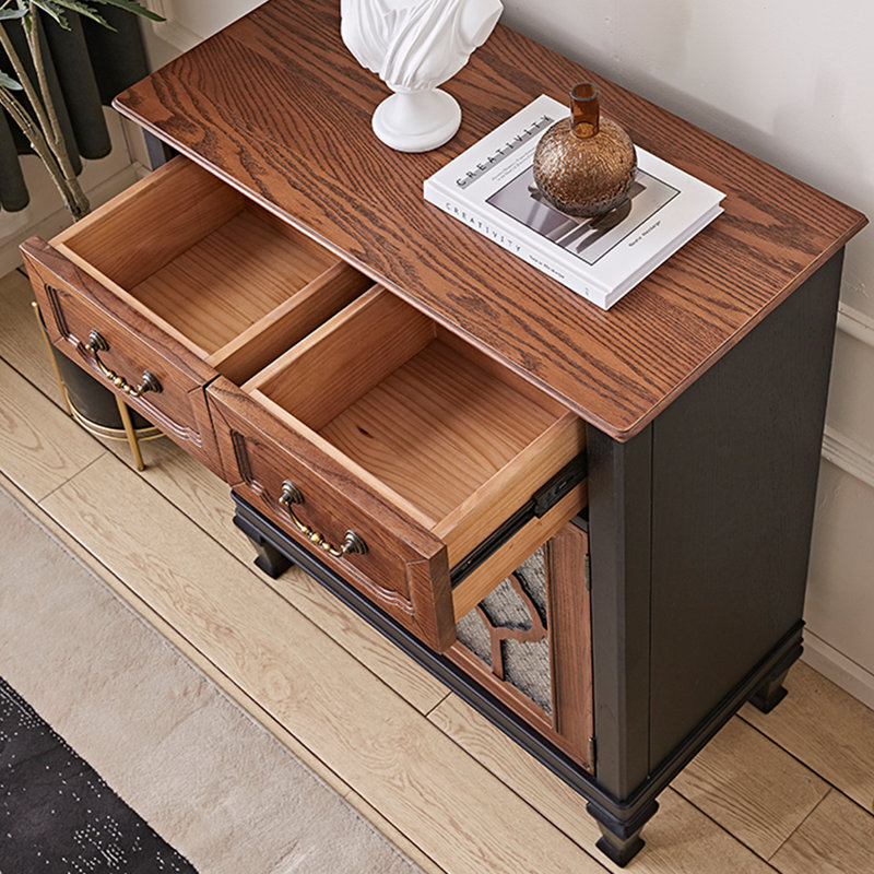 Black&Walnut Solid Wood Shoe Storage Bench