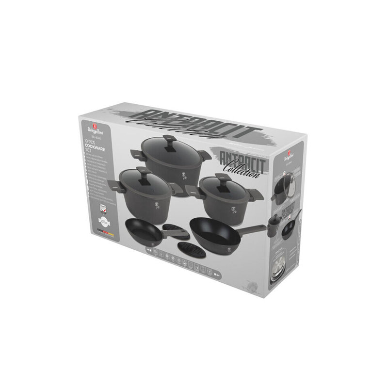 10 - Piece Non-Stick Aluminum Cookware Set, Anthracite