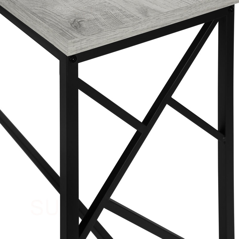 Accent Table, Console, Entryway, Narrow, Sofa, Living Room, Bedroom, Laminate, Black Metal, Contemporary, Modern, Gray