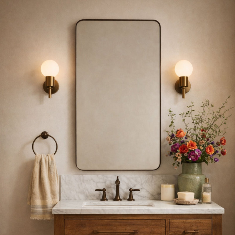Miroirs de salle de bain Kengston, Bronze frotté à l'huile, 40 po x 24 po