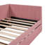 Lit de jour simple avec lit gigogne, revêtu de lin rose, tissu en lin sans sommier, taille, rose-862497606