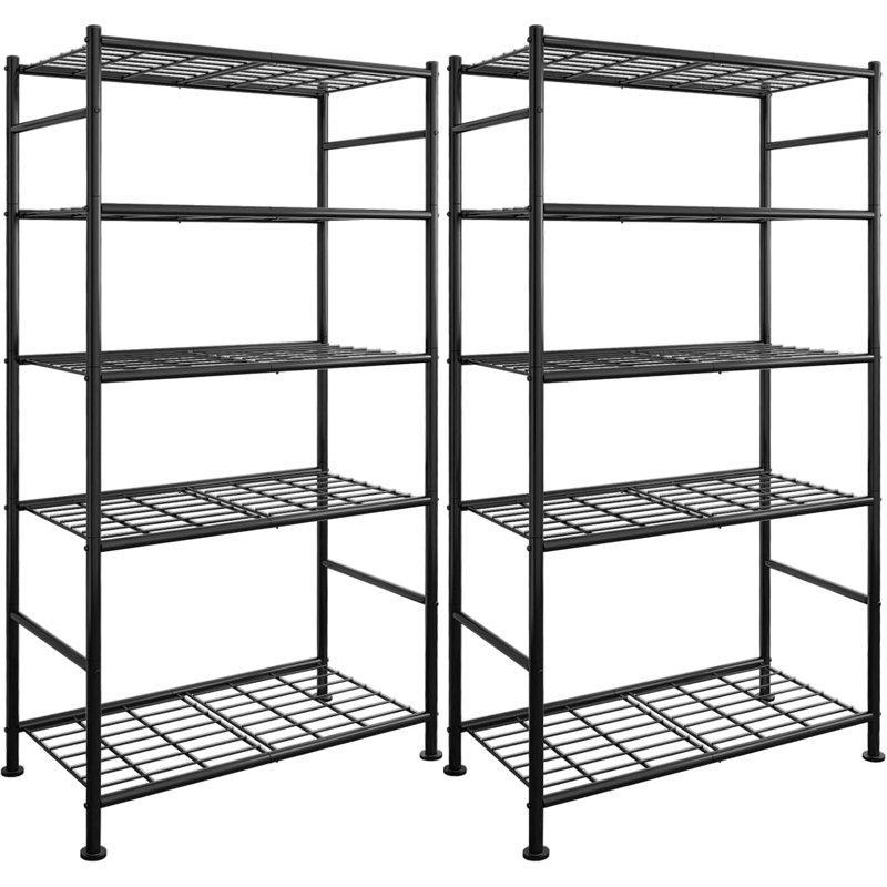 Étagères robustes à 5 niveaux en acier, ensemble de 2 tablettes de rangement autoportantes avec cadre renforcé, tablettes de garage réglables pour entrepôt, sous-sol, organisation d'atelier