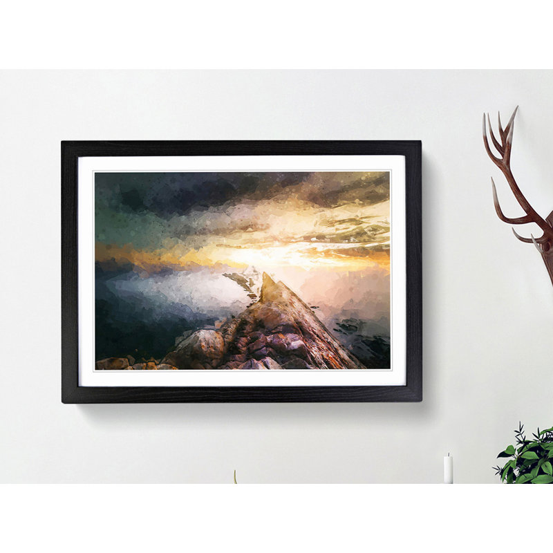 Rocks in the Ocean in Abstract - Picture Frame Graphic Art Print, 60cm H x 91cm W x 2cm D, Black