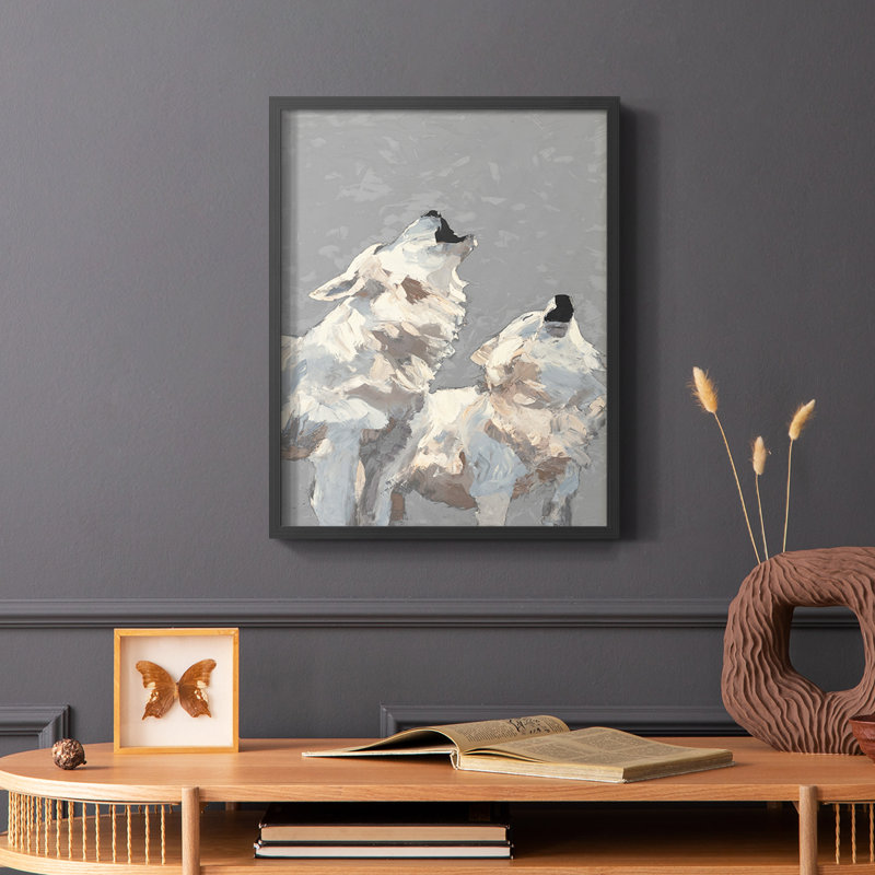 Midnight Wolves, reproduction encadrée - bois massif, H 10 po x l 8 po, Noir