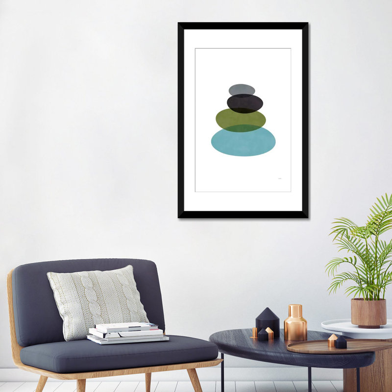« modern pierres », impression sur toile, H 24 po x l 16 po x P 1 po, Papier d'art encadré noir, Blanc