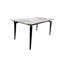 Table de salle à manger en pierre frittée brillante avec pieds en métal noir pour 6 à 8 personnes, design de luxe moderne pour les réunions de famille et les réceptions.