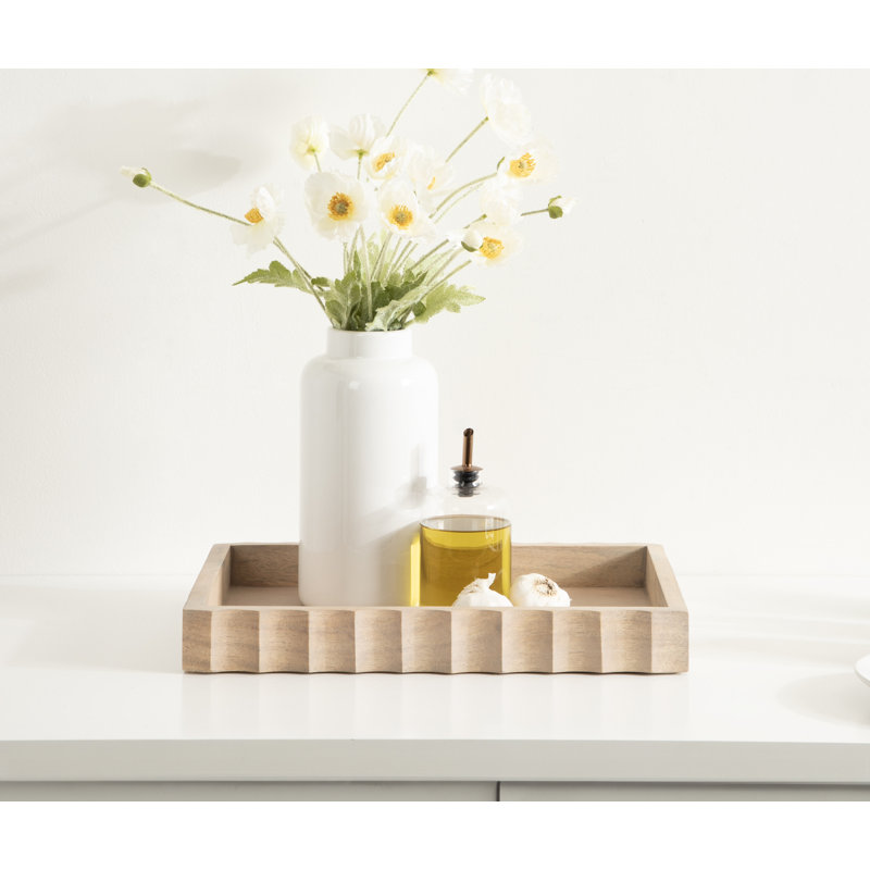 Cardella Fluted Rectangle Serving Tray, Natural