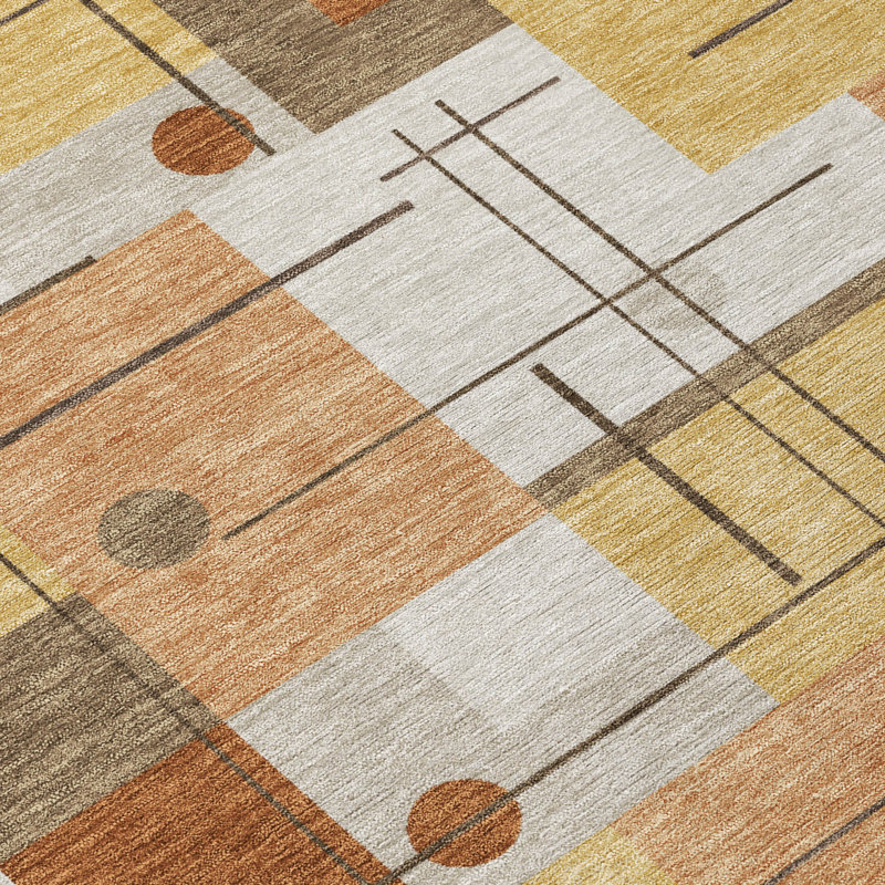 Machine Washable Indoor/Outdoor Chantille ACN2716 Geometric Rug, Cuivre, 3 pi x 5 pi