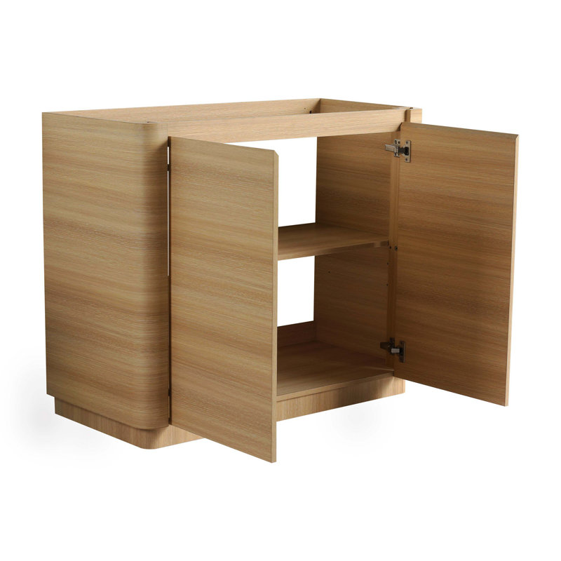 Freestanding Plywood Storage Cabinet With Dual Soft Closing Door Structure