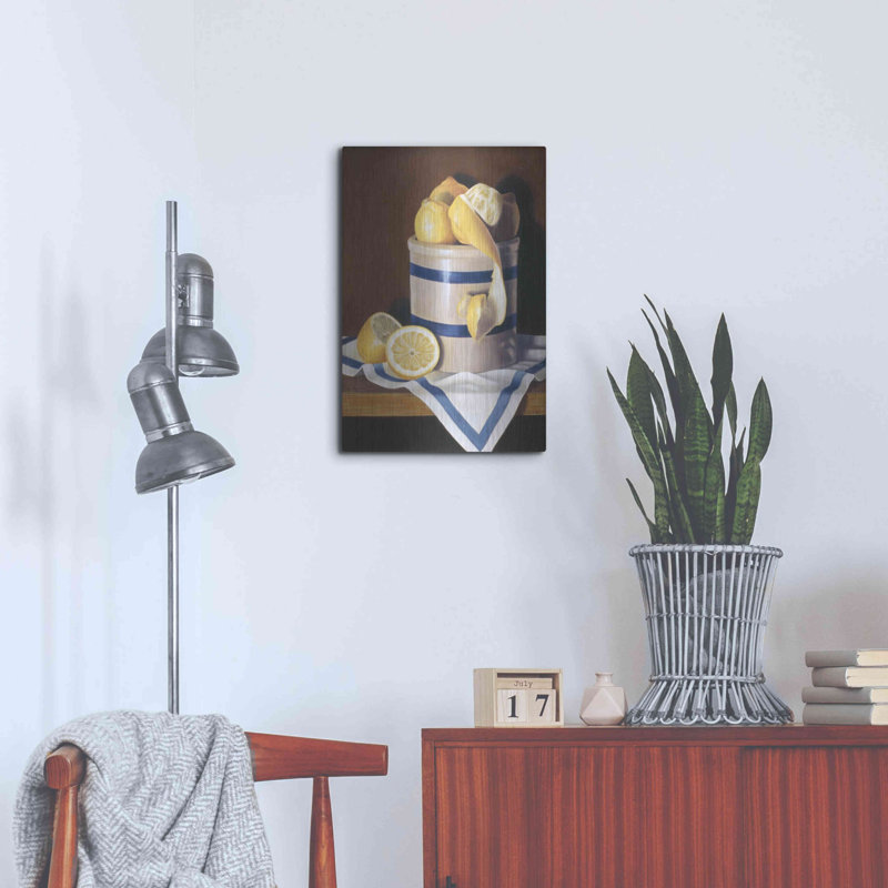 «Blue Stripes Lemons» par Cecile Baird, H 24 po x l 16 po